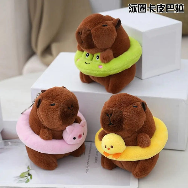 Planet Gates Swimming Ring Capybara Plush Capybara Keychain Stuffed Animals Cute Toy Capybara Bag Pendant Headgear Capybara Doll