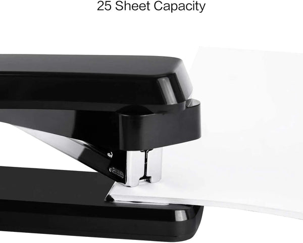 Planet Gates Swing-Arm Swivel Stapler  25 Sheet Capacity 360 Degree Rotate Desktop Staplers For Booklet Or Book Binding Black