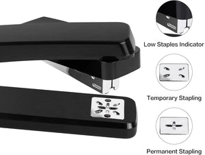 Planet Gates Swing-Arm Swivel Stapler  25 Sheet Capacity 360 Degree Rotate Desktop Staplers For Booklet Or Book Binding Black