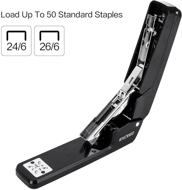 Planet Gates Swing-Arm Swivel Stapler  25 Sheet Capacity 360 Degree Rotate Desktop Staplers For Booklet Or Book Binding Black