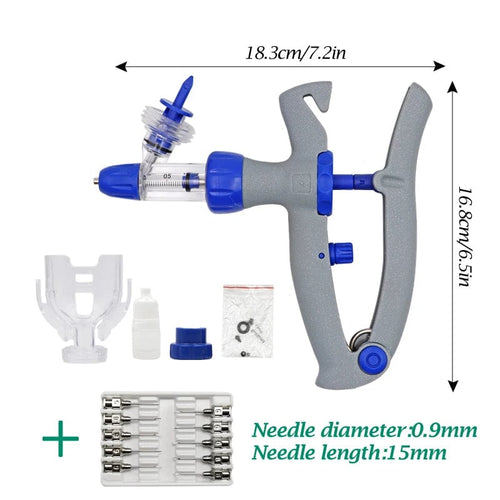 Planet Gates syringe and 9X15 / 1ml (0.1-1ml) 1Ml/2Ml /5Ml Continuous Vaccine Injection with 10 Needles Automatic Veterinary Syringe for Livestock Pig Cattle Sheep Chicken