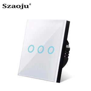 Planet Gates Szaoju EU Touch Switch LED Crystal Glass Panel Wall Lamp Light Switch 1/2/3 Gang AC100-240V LED Sensor Switches Interruttore