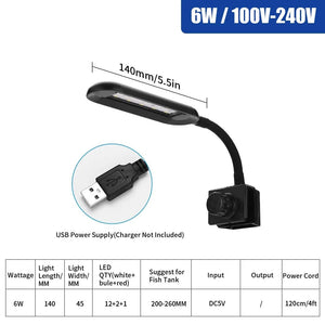 Planet Gates SZD-F1-6W-USB LED Aquarium Light For Aquatic Plant Flexible Head Aluminum Alloy 6w 10w 14w Ultra thin Fish Tank Lamp 100~240V