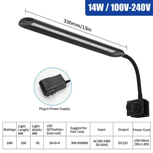 Planet Gates SZD-F3-14W LED Aquarium Light For Aquatic Plant Flexible Head Aluminum Alloy 6w 10w 14w Ultra thin Fish Tank Lamp 100~240V