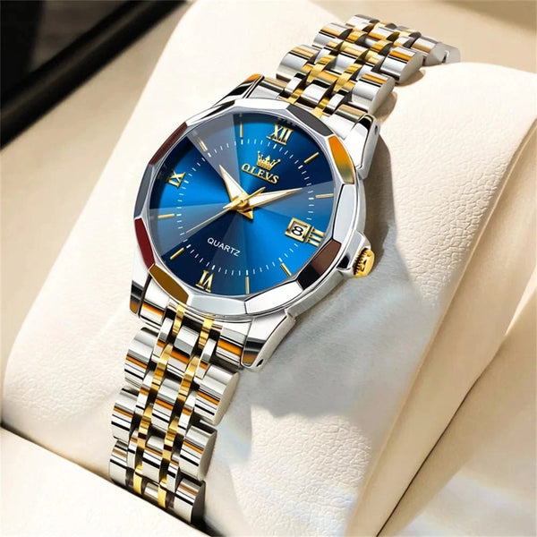 Planet Gates T-gold blue / United States OLEVS Elegant Fashion Women's Watches Luxury Brand Original Quartz Watch for Ladies Waterproof Stainless Steel Luminous Date
