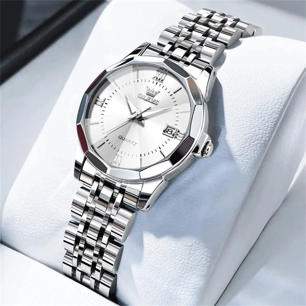 Planet Gates T-silver white / United States OLEVS Elegant Fashion Women's Watches Luxury Brand Original Quartz Watch for Ladies Waterproof Stainless Steel Luminous Date