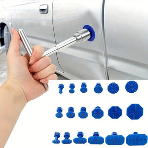 Planet Gates T-type Puller +18pc Blue Gask Car Dent Repair Puller, Car Repair Tools Kit With 18pcs Plastic Glue Tabs Metal T-Handle Dent Remover Universal For Car Accessories