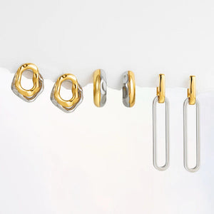 Planet Gates T020-TZ 3 Pair/set Dainty Gold Color Geometric Circle Small Hoop Earrings for Women Statement Beads Twist Huggie Earring Fashion Jewelry