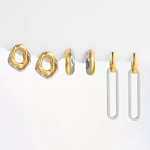 Planet Gates T020-TZ 3 Pair/set Dainty Gold Color Geometric Circle Small Hoop Earrings for Women Statement Beads Twist Huggie Earring Fashion Jewelry