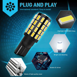 Planet Gates T10 W5W 194 2821 / White 2x High Power W5W T10 194 168 LED Canbus Extreme Bright 54 SMD 3014 Chip Bulbs Car Parking Backup Reverse Wide Lights 2821 2825