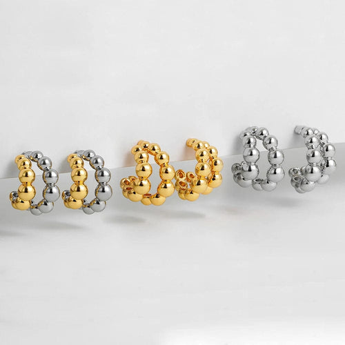 Planet Gates T124-TZ 3 Pair/set Dainty Gold Color Geometric Circle Small Hoop Earrings for Women Statement Beads Twist Huggie Earring Fashion Jewelry