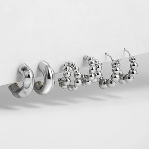 Planet Gates T128-TZ 3 Pair/set Dainty Gold Color Geometric Circle Small Hoop Earrings for Women Statement Beads Twist Huggie Earring Fashion Jewelry