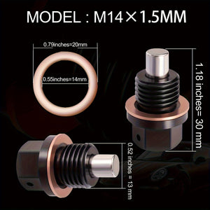 Planet Gates T6 Aircraft Aluminum M14 X 1.5 Magnetic Oil Drain Plug With 2 Pieces Gasket