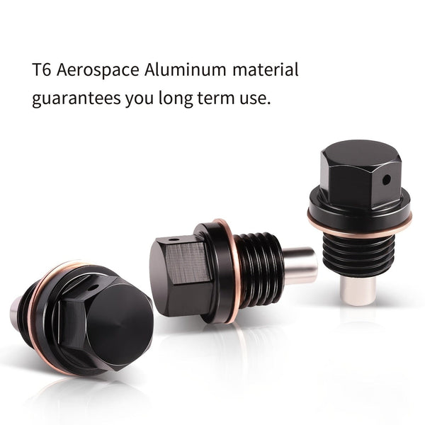 Planet Gates T6 Aircraft Aluminum M14 X 1.5 Magnetic Oil Drain Plug With 2 Pieces Gasket
