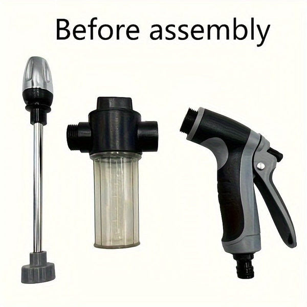 Planet Gates T8 foam water gun 1pc High Pressure Car Wash Water Gun, Garden Hose Nozzle, Garden Water Gun, Metal Extended Rod Rubber Handle Spray Gun Nozzle Household Car Wash Tool