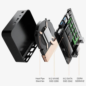 Planet Gates T9 Mini PC Intel Alder Lake N100 Windows 11 Ultra Small Pocket Computer Dual SSD Full Function Type-C 4K 60Hz RGB Output