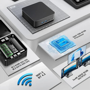 Planet Gates T9 Mini PC Intel Alder Lake N100 Windows 11 Ultra Small Pocket Computer Dual SSD Full Function Type-C 4K 60Hz RGB Output
