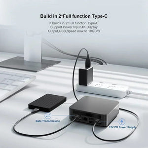 Planet Gates T9 Mini PC Intel Alder Lake N100 Windows 11 Ultra Small Pocket Computer Dual SSD Full Function Type-C 4K 60Hz RGB Output
