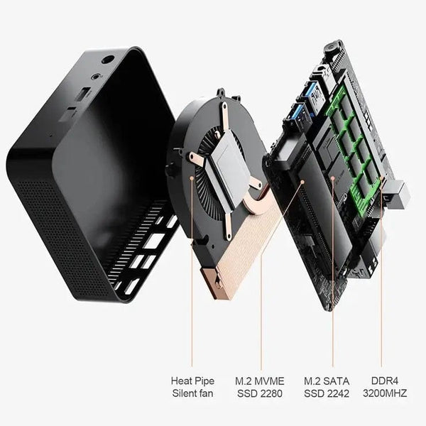 Planet Gates T9 Mini PC Intel Alder Lake N100 Windows 11 Ultra Small Pocket Computer Dual SSD Full Function Type-C 4K 60Hz RGB Output