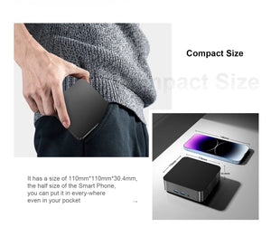 Planet Gates T9 Mini PC Intel Alder Lake N100 Windows 11 Ultra Small Pocket Computer Dual SSD Full Function Type-C 4K 60Hz RGB Output