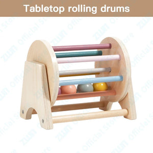 Planet Gates Tabletop Roll Drum Montessori Infant Wooden Toys Target Box Rolling Drum Color Shape Cognition Match Educational Sensory Baby Teaching Aid Gifts