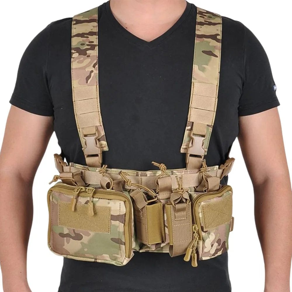 Planet Gates Tactical Chest Vest Rig Bag Field Training Vest Multifunksjonell kamuflasjestropp med flerlomme utendørs camping CS Match Pack