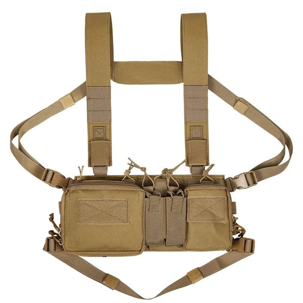Planet Gates Tactical Chest Vest Rig Bag Field Training Vest Multifunctional Camouflage Strap with Multi-Pocket Outdoor Camping CS Match Pack