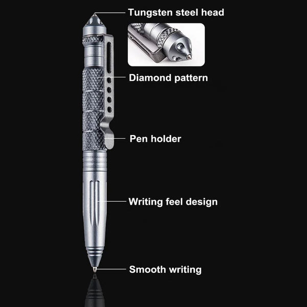 Planet Gates Tactical Pen Multifunction Aluminum Alloy Emergency Glass Breaker Pen Outdoor Camping Security Survival Tools