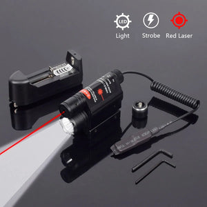 Planet Gates Tactical Weapon Flashlight with Remote Switch Red Dot Laser Sight Military Pistol Gun Light for Glock 17 19 / 20mm Rail Hunting