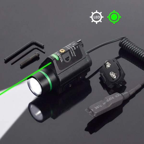 Planet Gates Tactical Weapon Flashlight with Remote Switch Red Dot Laser Sight Military Pistol Gun Light for Glock 17 19 / 20mm Rail Hunting
