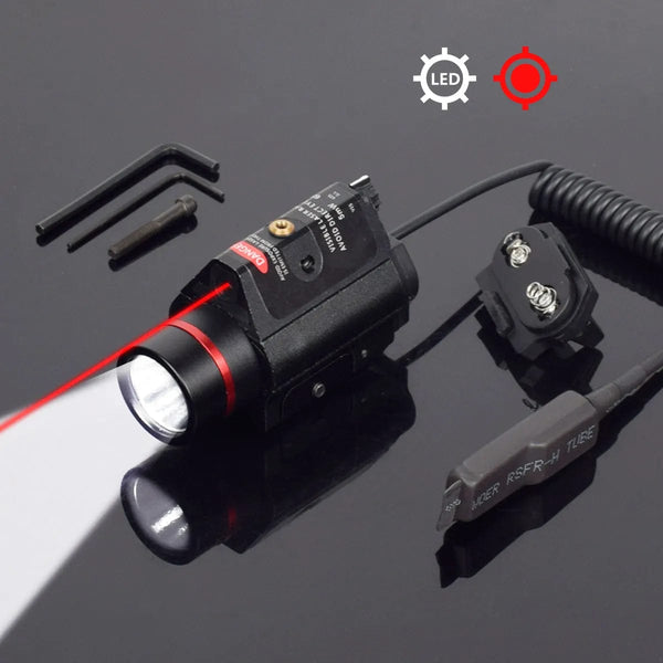 Planet Gates Tactical Weapon Flashlight with Remote Switch Red Dot Laser Sight Military Pistol Gun Light for Glock 17 19 / 20mm Rail Hunting