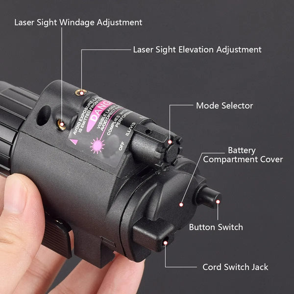 Planet Gates Tactical Weapon Flashlight with Remote Switch Red Dot Laser Sight Military Pistol Gun Light for Glock 17 19 / 20mm Rail Hunting