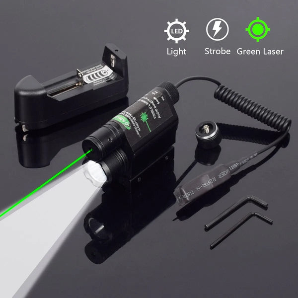 Planet Gates Tactical Weapon Flashlight with Remote Switch Red Dot Laser Sight Military Pistol Gun Light for Glock 17 19 / 20mm Rail Hunting