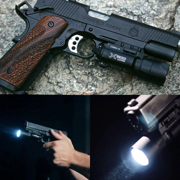 Planet Gates Tactical Weapon Light X300 Ultra Shooting Surefir X300U Auto Tracer II Flashlight Unit Scout Thread Adapter M14 to M10 Kit