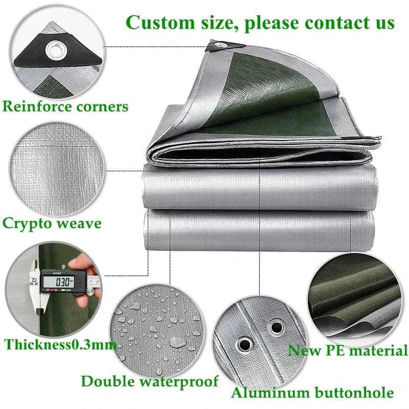 Planet Gates Tarp 2m*2 2*3 3*3 3×4m Waterproof Green Silver Rain Cover Uv Block Tarpaulin Awning Canopy Cover awningSummer Backyard Garden