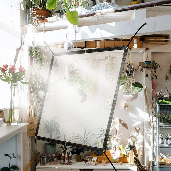 Planet Gates Tarpaulin / 3x5m Thicken Transparent Waterproof Tarpaulin Garden Rainproof Clear Poly Tarp Plant Cover Insulation Shed Cloth with Grommets