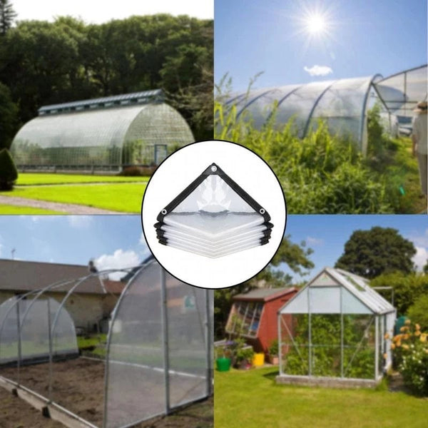 Planet Gates Tarpaulin / 3x5m Thicken Transparent Waterproof Tarpaulin Garden Rainproof Clear Poly Tarp Plant Cover Insulation Shed Cloth with Grommets