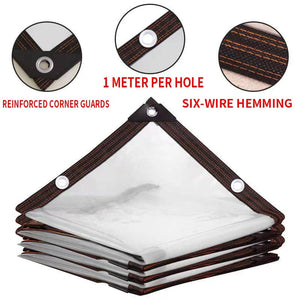 Planet Gates Tarpaulin / 3x5m Thicken Transparent Waterproof Tarpaulin Garden Rainproof Clear Poly Tarp Plant Cover Insulation Shed Cloth with Grommets