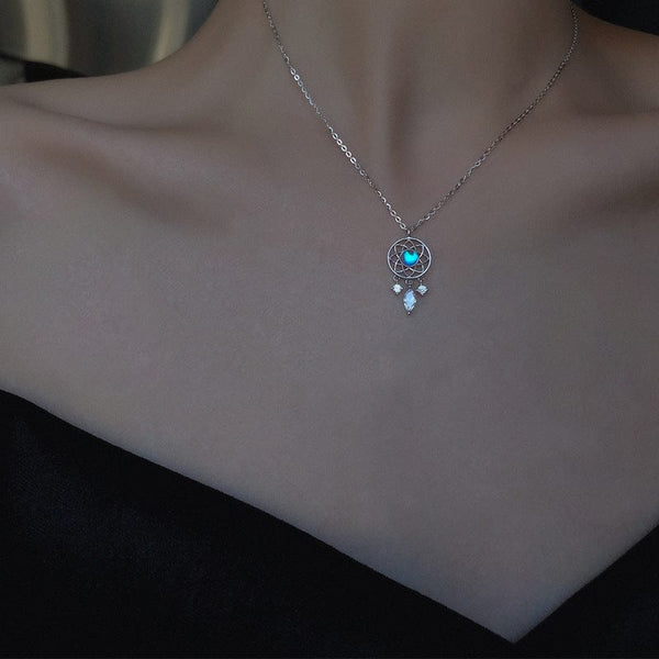 Planet Gates Tassel Moonstone Charm Necklace for Women Creative Pendant Elegant Party Necklaces Jewelry