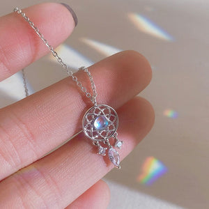 Planet Gates Tassel Moonstone Charm Necklace for Women Creative Pendant Elegant Party Necklaces Jewelry