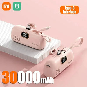 Planet Gates TC Pink30000mAh Xiaomi Mini Convenient Mobile Power Bank 30000mah Portable Fast Charging  suitable for iPhone 16 15 14 Samsung External Battery