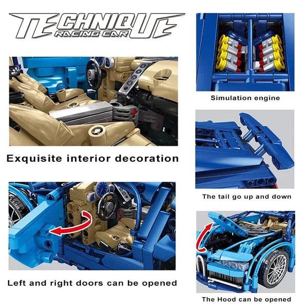 Planet Gates Technical Bugatti Building Blocks Lamborghini Hypercar Racing Car Model Assemble Vehicle Bricks Toys For Boys Children Gifts