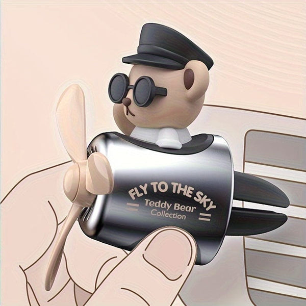 Planet Gates Teddy Bear 1pc Bear Pilot Design Car Air Freshener, Car Interior Accessories, Car Air Vent Aroma Diffuser Clip, Car Air Vent Decoration Clip