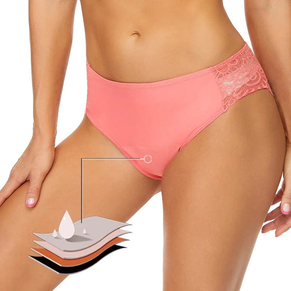 Planet Gates Teenager Menstrual Panties 4-Layer Leakproof Hollow Sexy Lace Fast Absorption Women Underwear Heavy Flow Girls Period Briefs