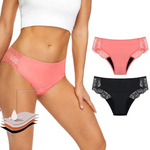 Planet Gates Teenager Menstrual Panties 4-Layer Leakproof Hollow Sexy Lace Fast Absorption Women Underwear Heavy Flow Girls Period Briefs