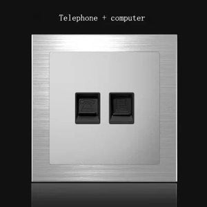 Planet Gates telephone Computer 86 type 1 2 3 4 gang 1 2 way Silver aluminum alloy panel Switch socket LED use round box Industry German EU French light socket