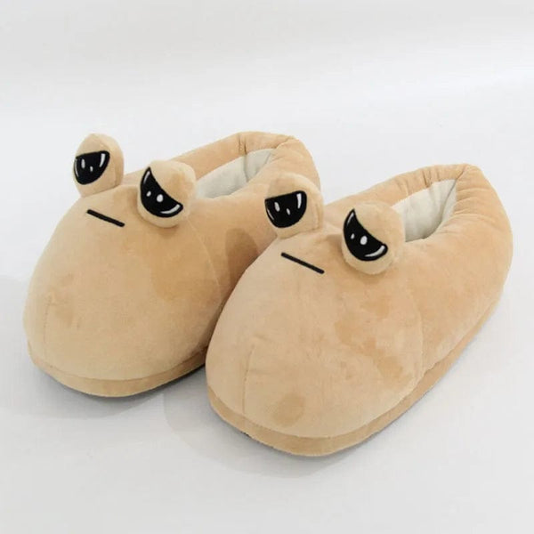 Planet Gates The Maw Pou Cotton Slipper Anime Plush Slippers Kawaii Cartoon Soft Stuffed Fluffy Thick Non-slip Shoes Alien Pou Doll Home Indo