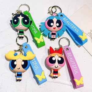 Planet Gates The Powerpuff Girls 7 / CHINA The Powerpuff Girls Cartoon Figure Keychains Cute Doll Doll Girls Car Key Chains School Bag Pendant Toy Gift Send Friends