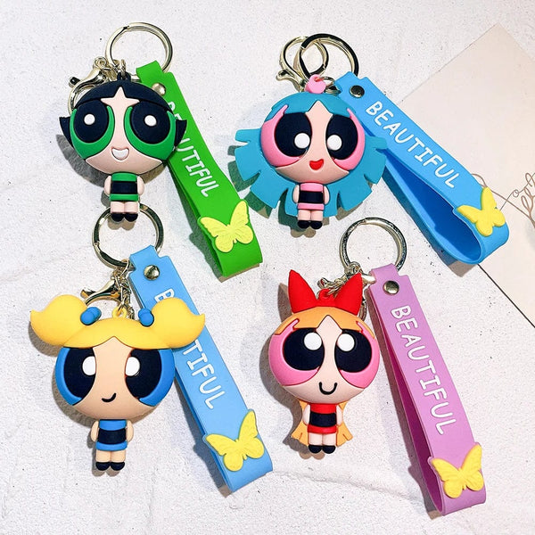 Planet Gates The Powerpuff Girls 7 / CHINA The Powerpuff Girls Cartoon Figure Keychains Cute Doll Doll Girls Car Key Chains School Bag Pendant Toy Gift Send Friends