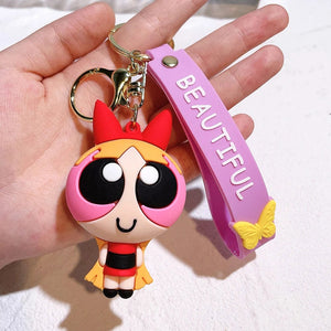 Planet Gates The Powerpuff Girls 7 / CHINA The Powerpuff Girls Cartoon Figure Keychains Cute Doll Doll Girls Car Key Chains School Bag Pendant Toy Gift Send Friends